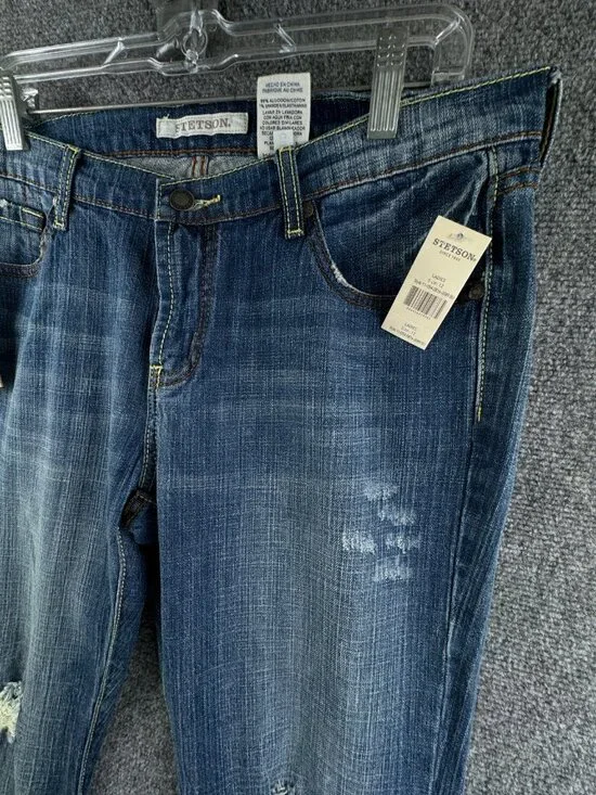 NWT Stetson Women Blue Cotton Blend 816 Fit Cropped Jeans Size 12 ACTL 34x28 - Picture 3 of 16